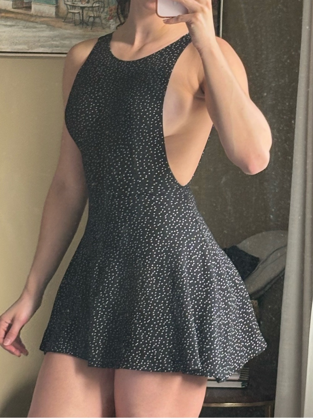American Apparel Black Polka Dot-Print Mini Dress